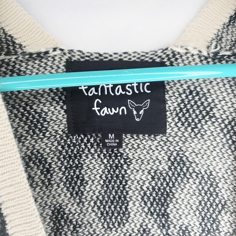 Fantastic Fawn Knit Sweater Medium Brown Leopard Animal Print Oversized Cardigan - Picture 2 of 5